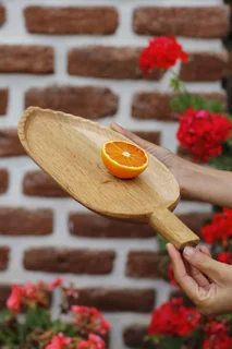 بشقاب چوبی طرح برگ